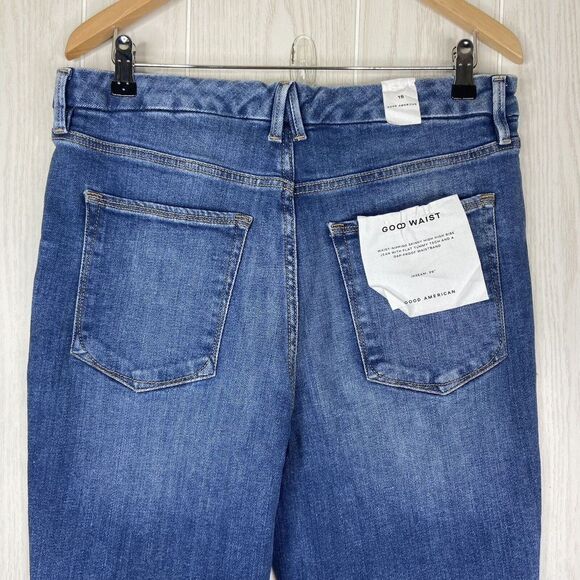 Good American Women Blue Good Waist High-Rise Cropped Skinny Jeans Size 15 NWT - Picture 6 of 10